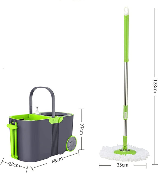 BKWJ Fregona y Cubo de Giro de Acero Inoxidable, trapeador y Cubo con Conjunto de escurridores, trapeadores giratorios para Limpieza de Piso, Microfibra rotando el trapeador