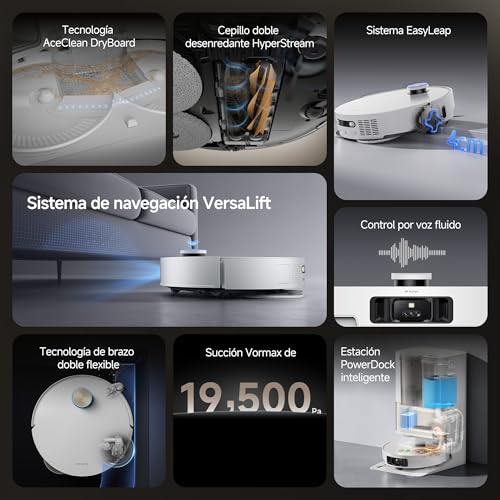 DREAME L50 Pro Ultra Robot Aspirador y Fregasuelos, 19500 Pa, Autolimpieza de la Mopa, Detección de Obstáculos Inteligente