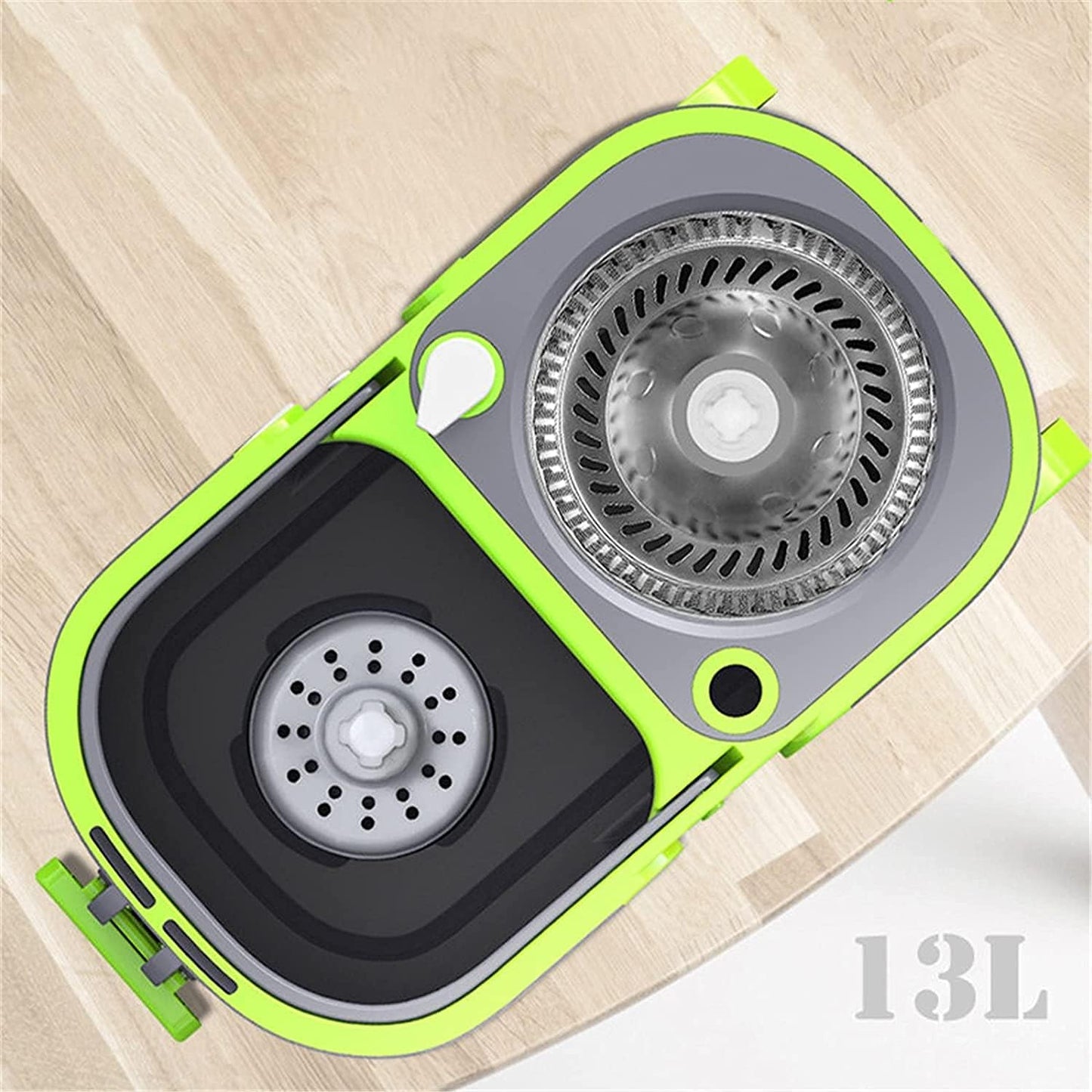 BKWJ Fregona y Cubo de Giro de Acero Inoxidable, trapeador y Cubo con Conjunto de escurridores, trapeadores giratorios para Limpieza de Piso, Microfibra rotando el trapeador