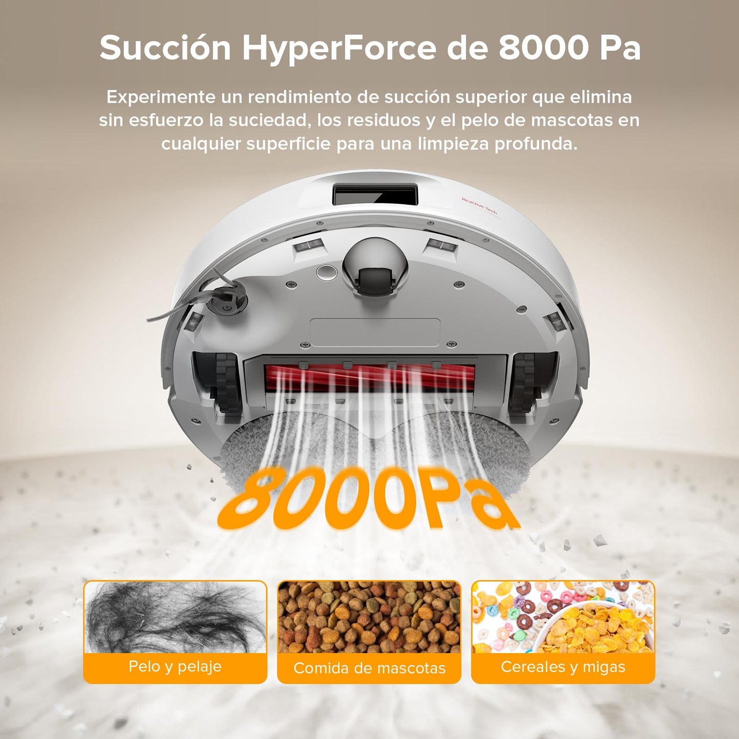 roborock Robot Aspirador QV 35A Set, 8000Pa de succión, Dos mopas giratorias elevables, cepillos antienredos