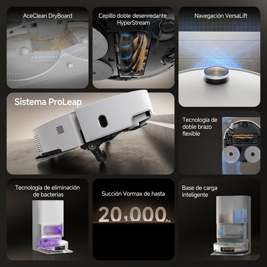 dreame X50 Ultra Complete Robot Aspirador y Fregasuelos, 20000Pa Succión, Overcoming Obstacles hasta 6 CM, Control de Radar Elevado y Bajado