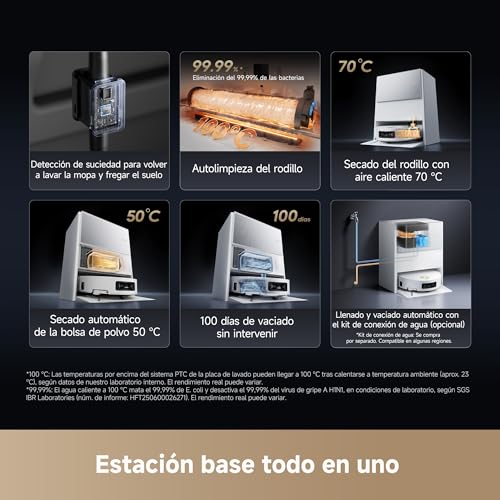 DREAME Aqua10 Ultra Roller Complete, Robot Aspirador, Autolimpieza del Rodillo, Supera Obstáculos de 8 cm