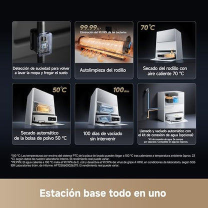 DREAME Aqua10 Ultra Roller Complete, Robot Aspirador, Autolimpieza del Rodillo, Supera Obstáculos de 8 cm