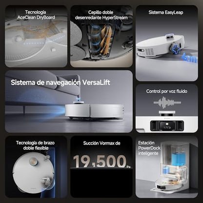 DREAME L50 Pro Ultra Robot Aspirador y Fregasuelos, 19500 Pa, Autolimpieza de la Mopa, Detección de Obstáculos Inteligente