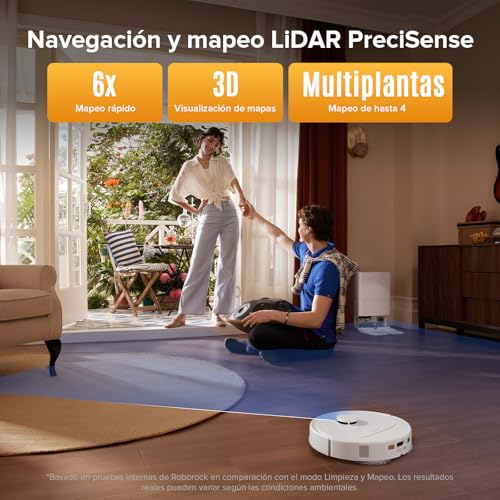 roborock QV 35S Set Robot Aspirador, Succión HyperForce de 10000 Pa con Base Multifuncional, Cepillos Dobles Antienredos
