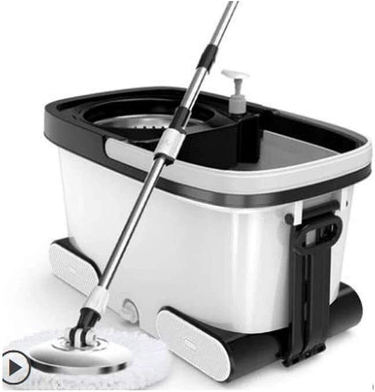 Juego De Fregona Y Cubeta, Cubo De Fregona Giratorio Plano De Microfibra Cubo Giratorio con Ruedas con Control De Humedad En El Piso; Limpieza Más Rápida; Microfibra De Fácil Manejo