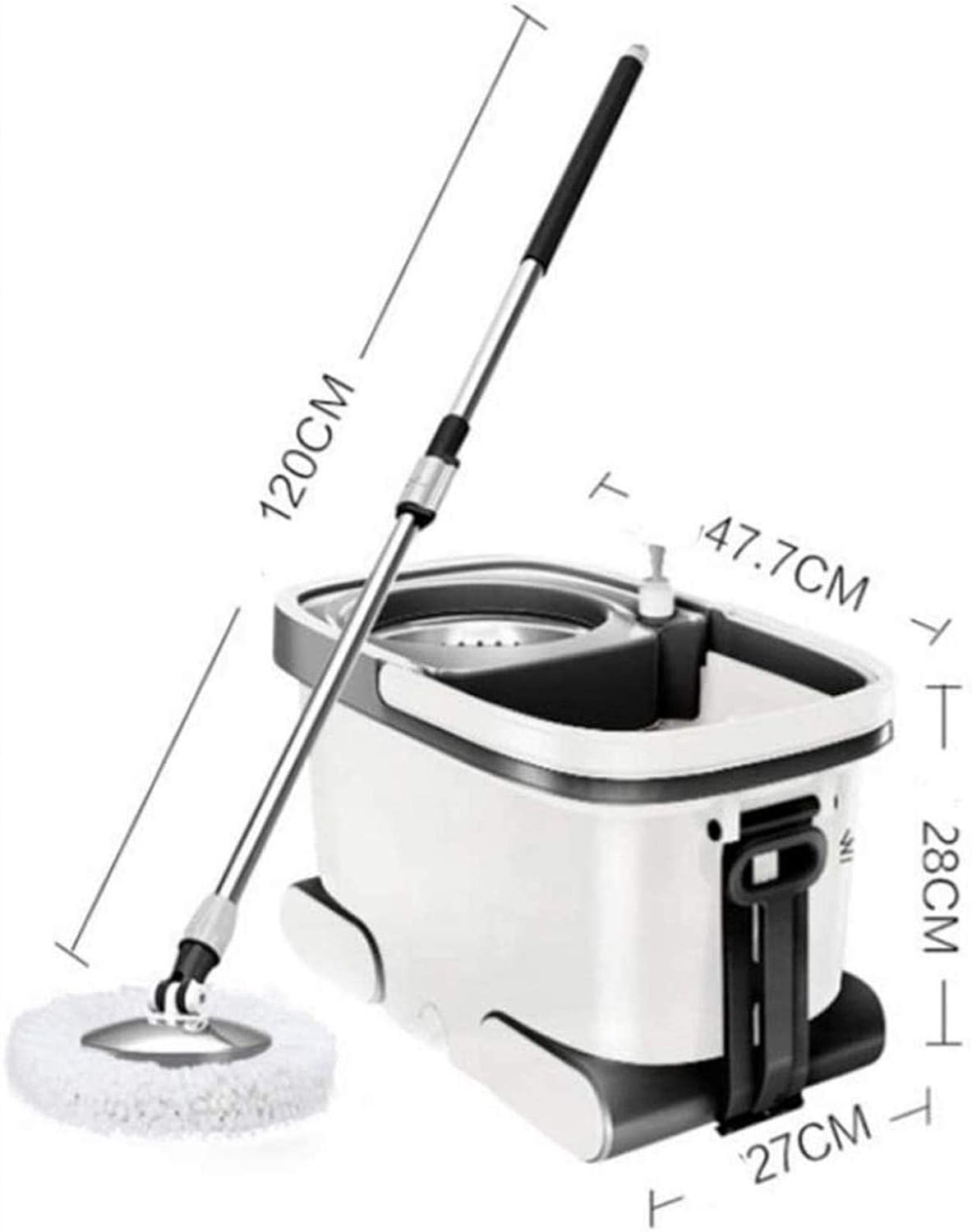Juego De Fregona Y Cubeta, Cubo De Fregona Giratorio Plano De Microfibra Cubo Giratorio con Ruedas con Control De Humedad En El Piso; Limpieza Más Rápida; Microfibra De Fácil Manejo