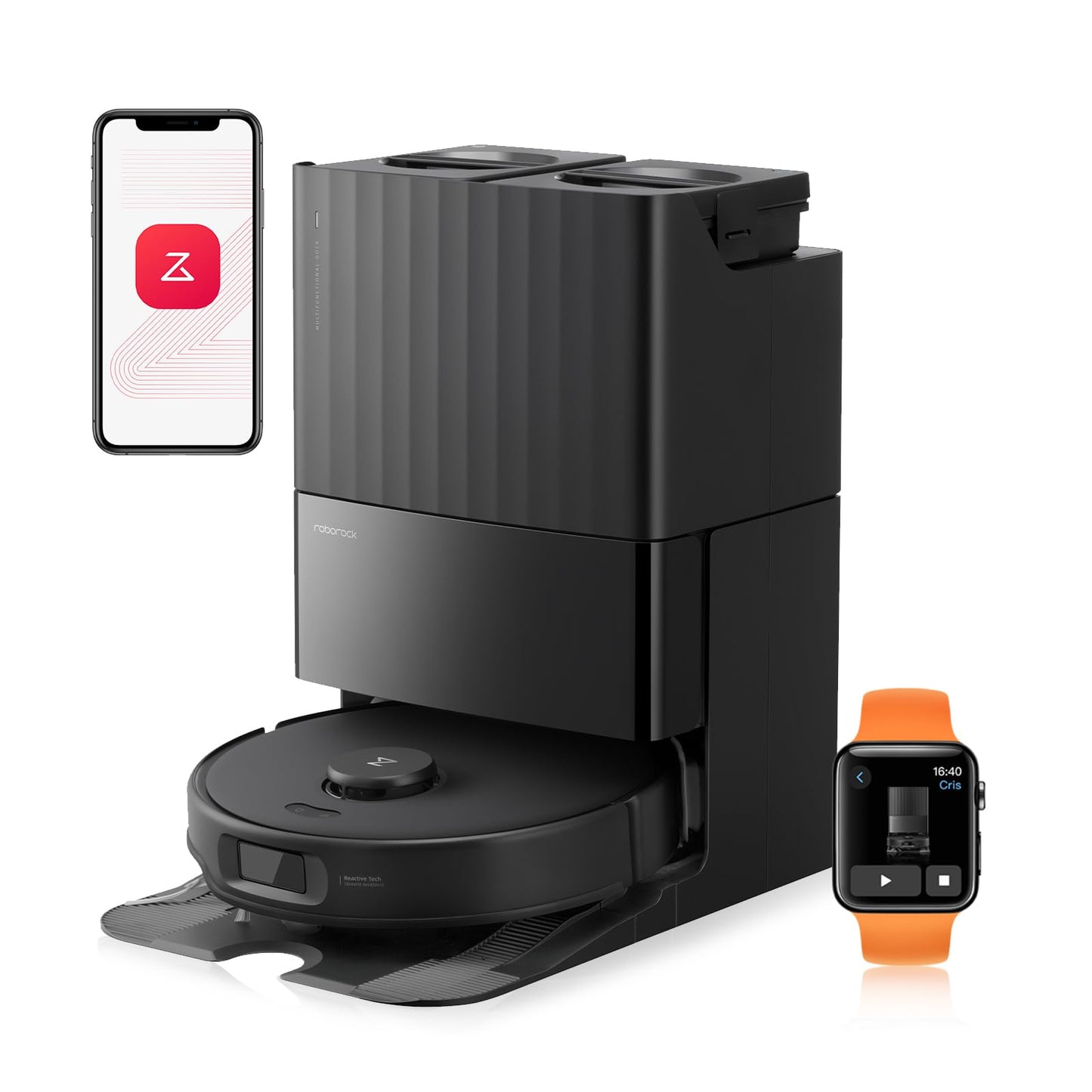 roborock Qrevo Edge S5A Robot Aspirador y Fregasuelos 18.500 Pa, Sin Enredos, FlexiArm Cepillo Lateral y Mopa