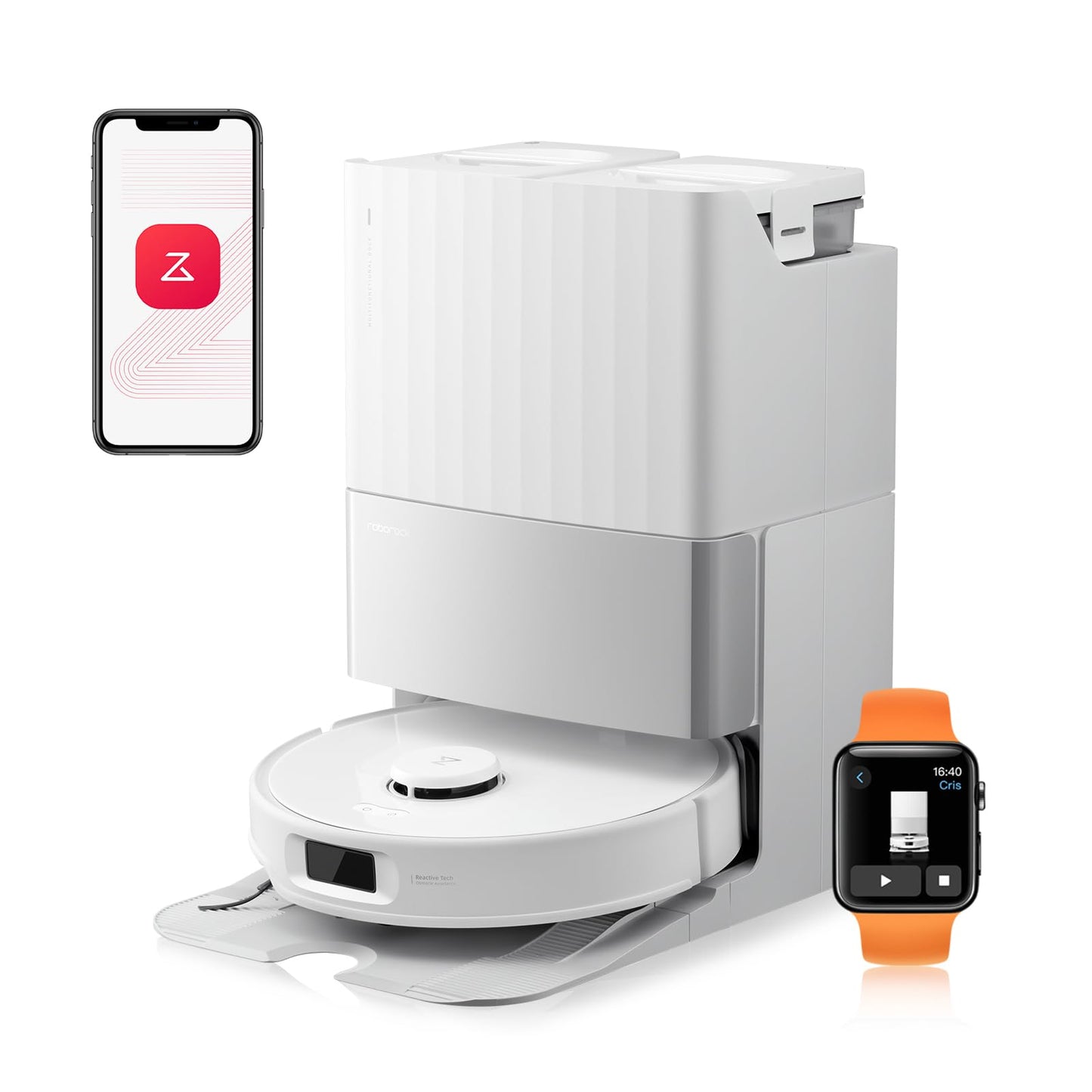 roborock Qrevo Edge S5A Robot Aspirador y Fregasuelos 18.500 Pa, Sin Enredos, FlexiArm Cepillo Lateral y Mopa