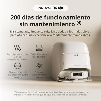 Robot Aspirador y mopa dji Romo S con succión de 25 000 Pa, detección a Nivel de dron, Brazos robóticos Dobles