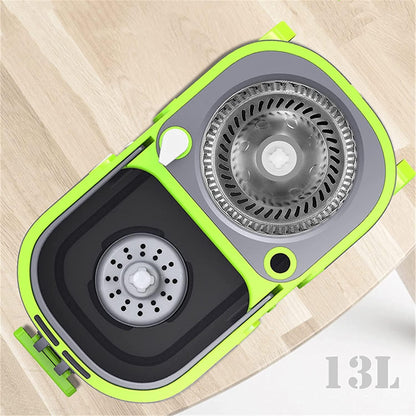 BKWJ Fregona y Cubo de Giro de Acero Inoxidable, trapeador y Cubo con Conjunto de escurridores, trapeadores giratorios para Limpieza de Piso, Microfibra rotando el trapeador