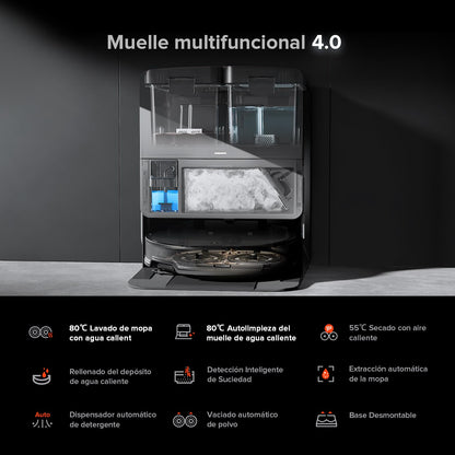 roborock Saros 10R Robot Aspirador 22000Pa Succión con mopa, Cuerpo Ultrafino de 7,98 cm, Obstáculo Extremo de 4 cm, Sin enredos