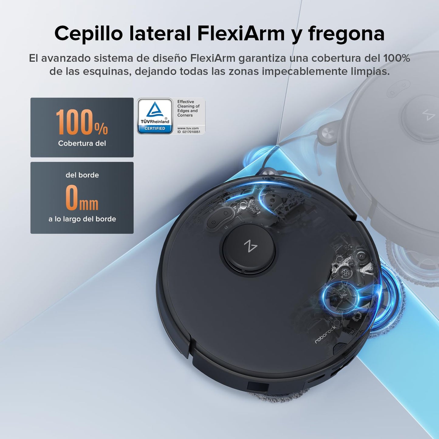 roborock Qrevo Edge S5A Robot Aspirador y Fregasuelos 18.500 Pa, Sin Enredos, FlexiArm Cepillo Lateral y Mopa
