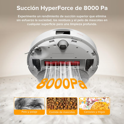 roborock Robot Aspirador QV 35A Set, 8000Pa de succión, Dos mopas giratorias elevables, cepillos antienredos