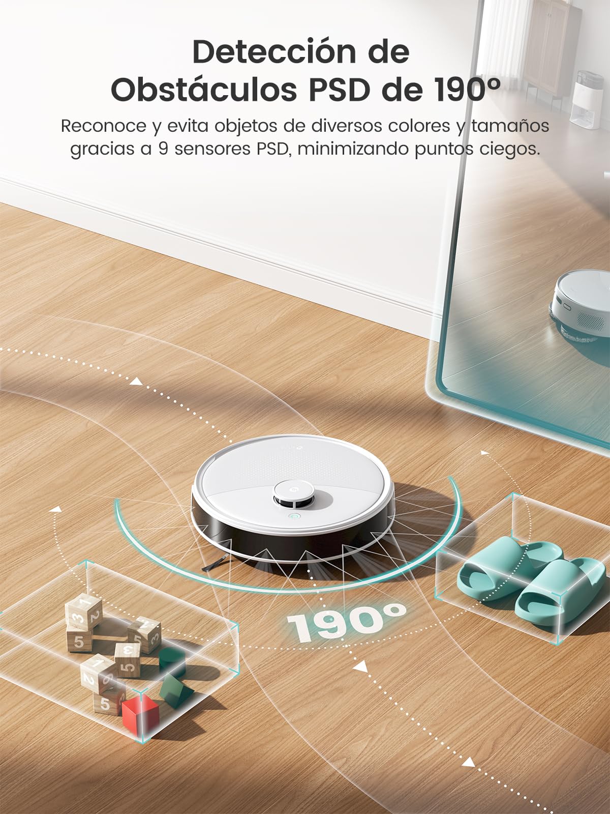 LEFANT M3 Robot Aspirador y Fregasuelos, Potente Succión de 12000 Pa, Doble Giro Fregar, Lavado y Secado Automático