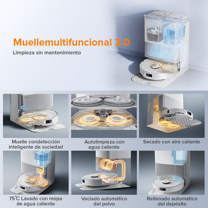 roborock Qrevo Edge S5A Robot Aspirador y Fregasuelos 18.500 Pa, Sin Enredos, FlexiArm Cepillo Lateral y Mopa