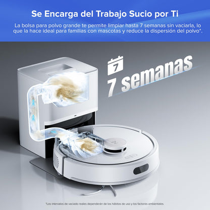roborock Q7 L5+ Set Robot Aspirador y Fregador de 8000 Pa, 7 Weeks Autovaciado, Sistema Doble Antienredos