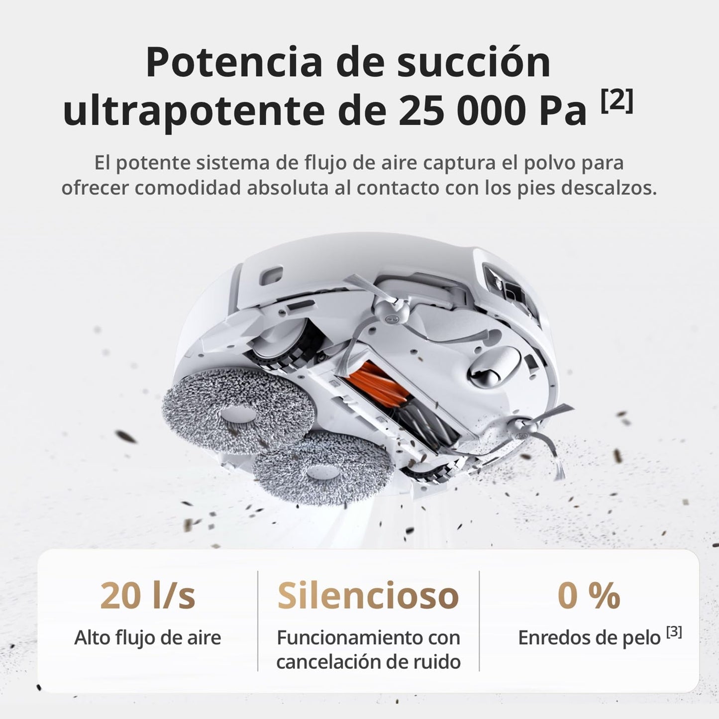 Robot Aspirador y mopa dji Romo S con succión de 25 000 Pa, detección a Nivel de dron, Brazos robóticos Dobles