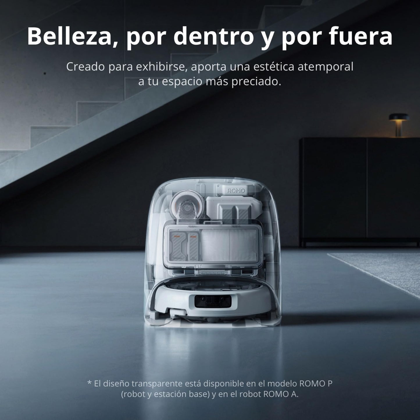 Robot Aspirador y mopa dji Romo P con diseño Transparente, succión de 25 000 Pa, detección a Nivel de dron