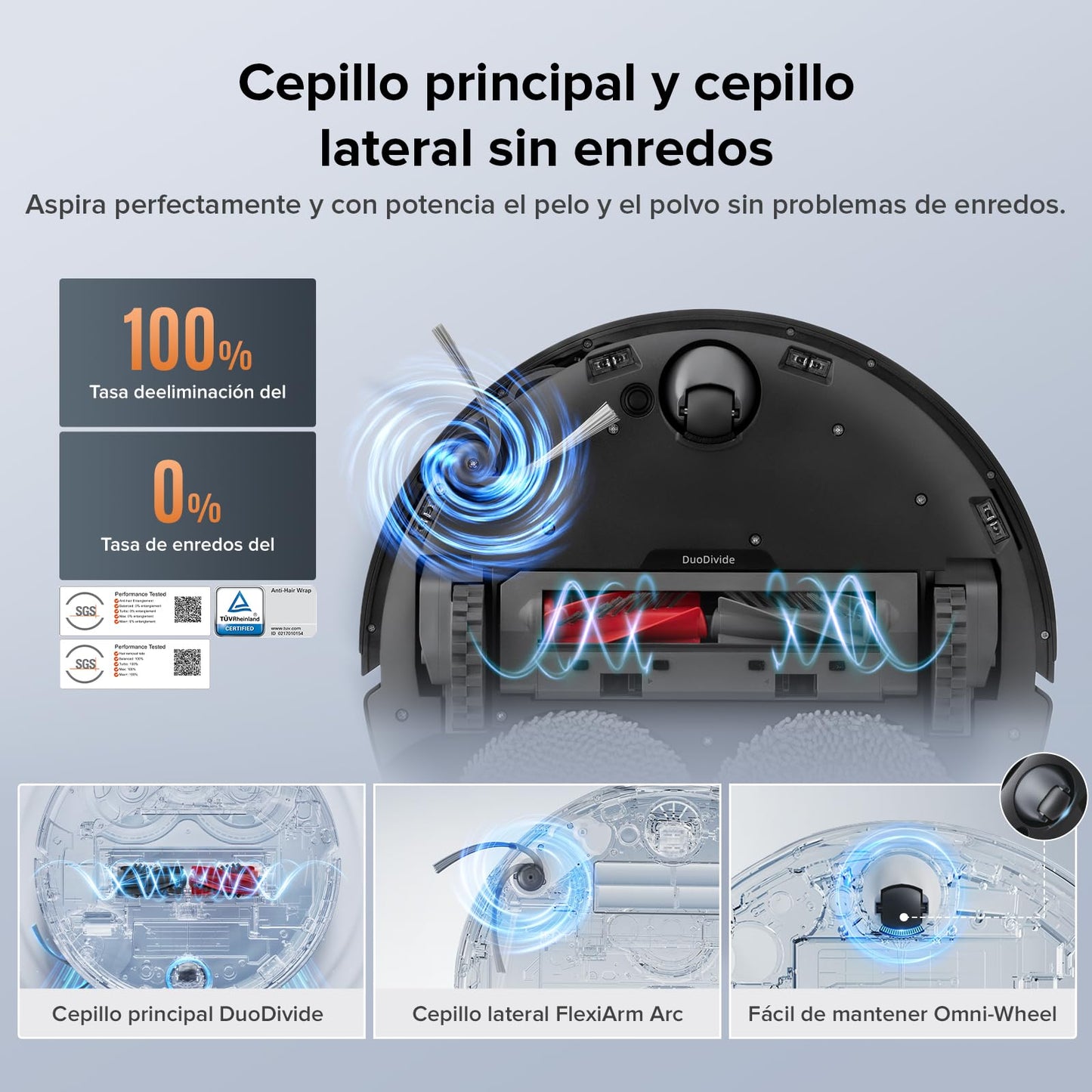 roborock Qrevo Edge S5A Robot Aspirador y Fregasuelos 18.500 Pa, Sin Enredos, FlexiArm Cepillo Lateral y Mopa
