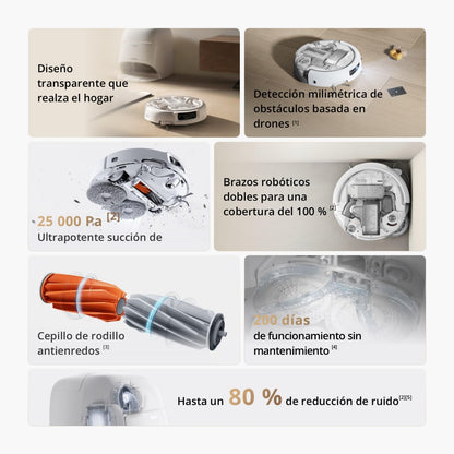 Robot Aspirador y mopa dji Romo A con Robot Transparente, succión de 25 000 Pa, detección a Nivel de dron