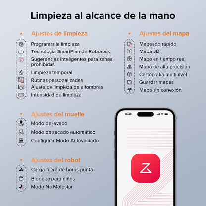 roborock Qrevo Edge S5A Robot Aspirador y Fregasuelos 18.500 Pa, Sin Enredos, FlexiArm Cepillo Lateral y Mopa