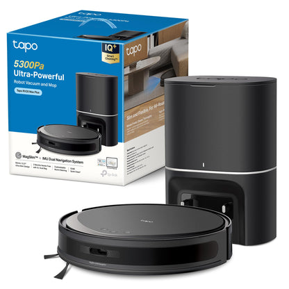 Tapo RV20 MAX Plus – Robot Aspirador y friegasuelos 4 en 1, succión de 5300 Pa, Vaciado automático de 3 L, navegación LiDAR+IMU
