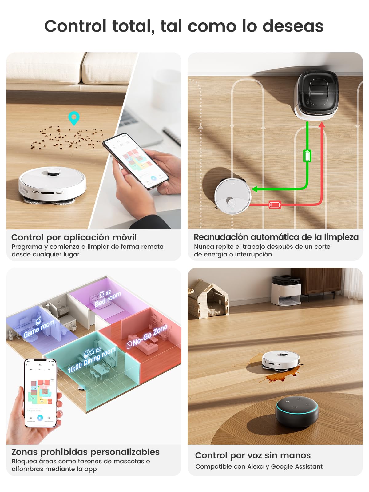 LEFANT M3 Robot Aspirador y Fregasuelos, Potente Succión de 12000 Pa, Doble Giro Fregar, Lavado y Secado Automático