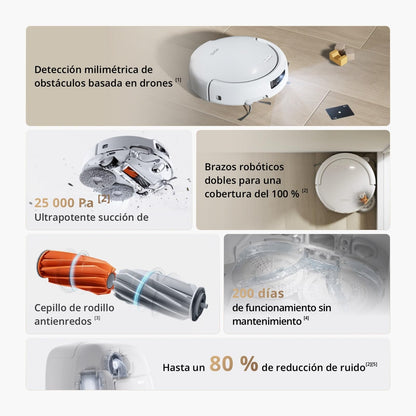 Robot Aspirador y mopa dji Romo S con succión de 25 000 Pa, detección a Nivel de dron, Brazos robóticos Dobles