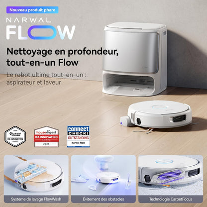 NARWAL Flow Robot Aspirador y Fregasuelos Todo en Uno, Sistema FlowWash de Autolimpieza, 22.000Pa de Succión