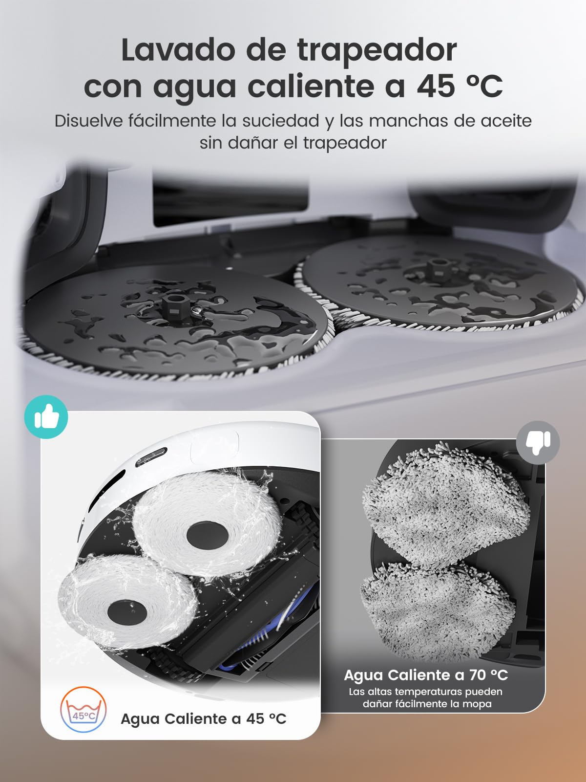 LEFANT M3 Robot Aspirador y Fregasuelos, Potente Succión de 12000 Pa, Doble Giro Fregar, Lavado y Secado Automático