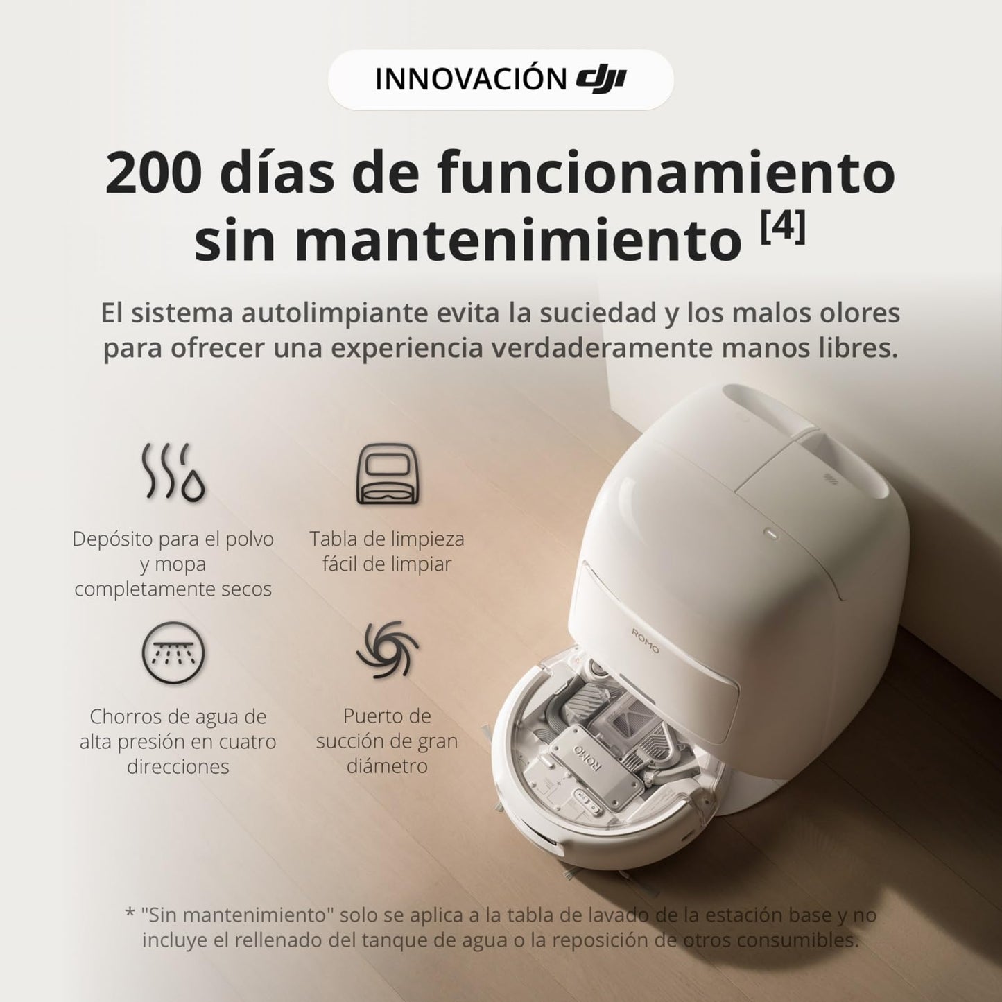 Robot Aspirador y mopa dji Romo A con Robot Transparente, succión de 25 000 Pa, detección a Nivel de dron