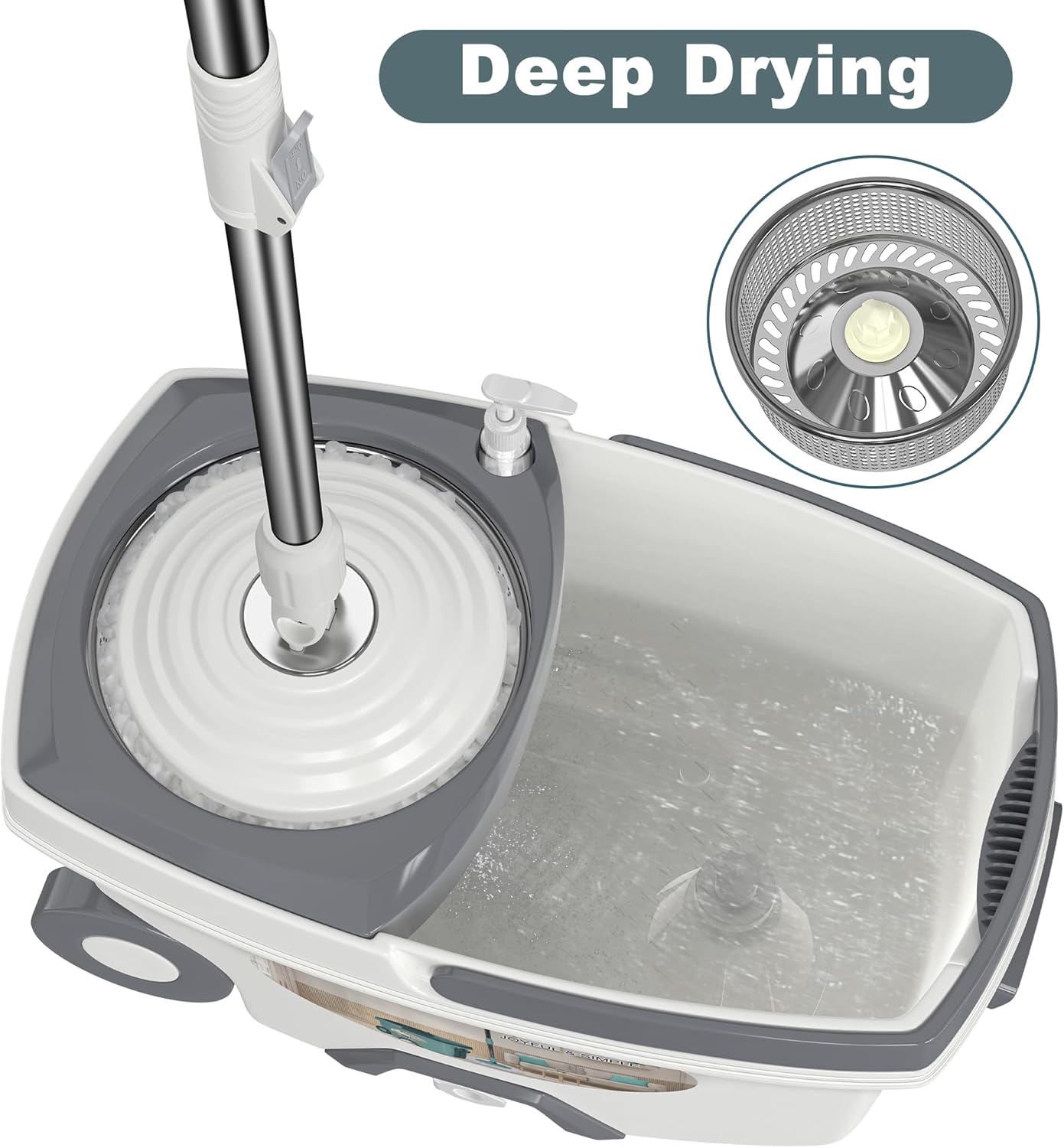 Mopa y cubo con juego de escurridor, sistema de fregona giratoria y cubo, fregonas para limpieza de suelos, herramientas de suministros para el hogar con 6 recambios de repuesto, mango extendido de 61