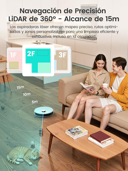 LEFANT M3 Robot Aspirador y Fregasuelos, Potente Succión de 12000 Pa, Doble Giro Fregar, Lavado y Secado Automático