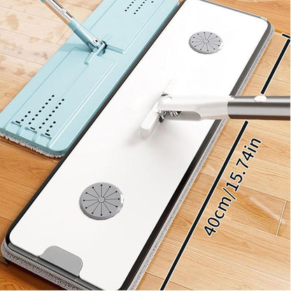 Juego de fregona y cubo con escurridor para el hogar, cubo de fregona plana manos libres, sistema de limpieza de suelos en seco y húmedo para todo tipo de suelos y ventanas, 4 almohadillas (juego de