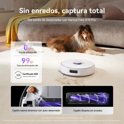 NARWAL Freo X10 Pro Robot Aspirador y Limpiador, 11000Pa, Doble Sistema Anti-Enredos, Paño Más Grande