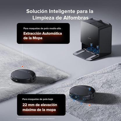 roborock Saros 10R Robot Aspirador 22000Pa Succión con mopa, Cuerpo Ultrafino de 7,98 cm, Obstáculo Extremo de 4 cm, Sin enredos