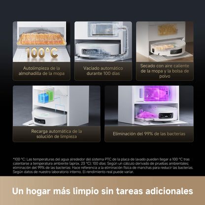 dreame Aqua10 Ultra Track Complete, Robot Aspirador, Friega a 45 °C, Temperatura Constante, Cruza Obstáculos de 6 cm