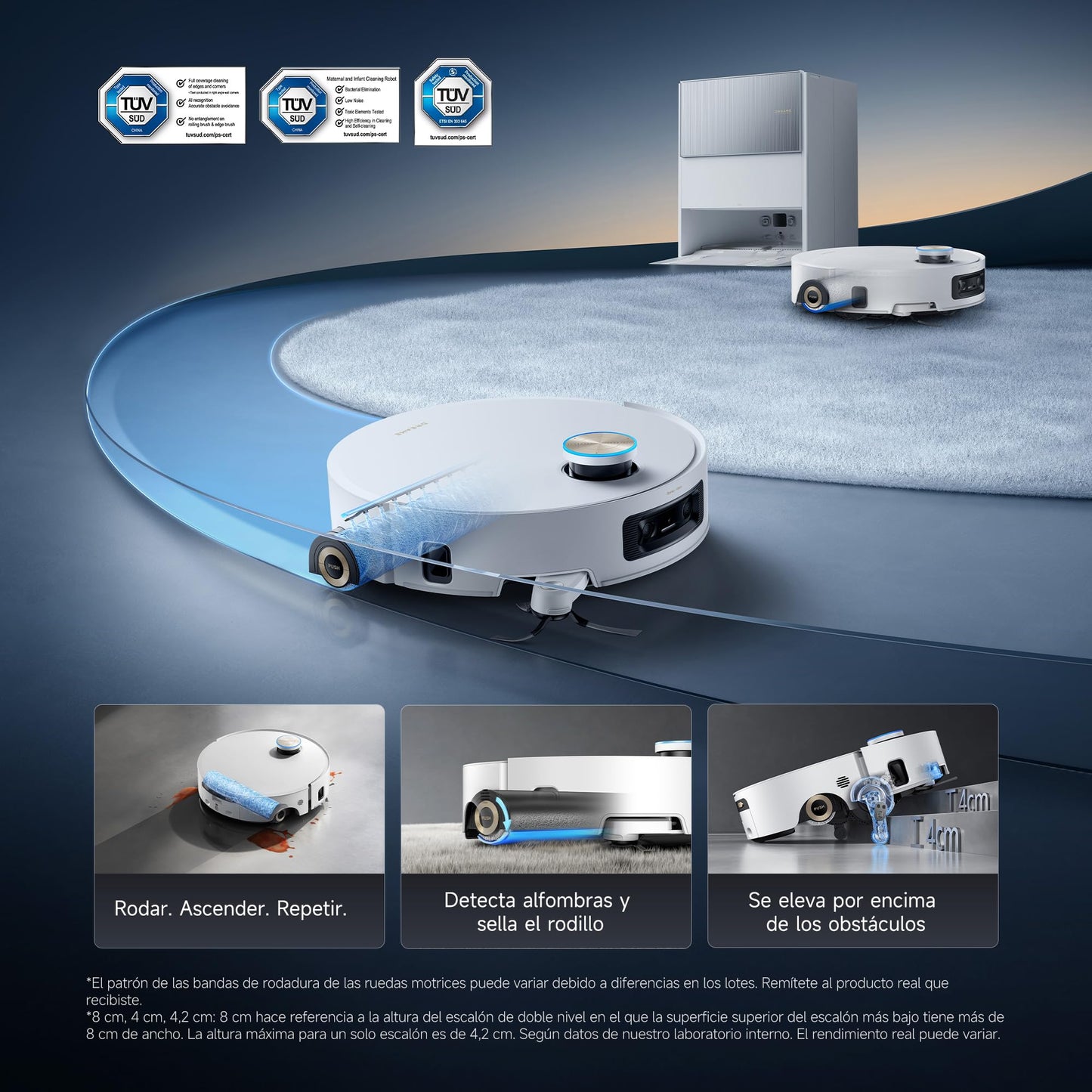 DREAME Aqua10 Ultra Roller Complete, Robot Aspirador, Autolimpieza del Rodillo, Supera Obstáculos de 8 cm