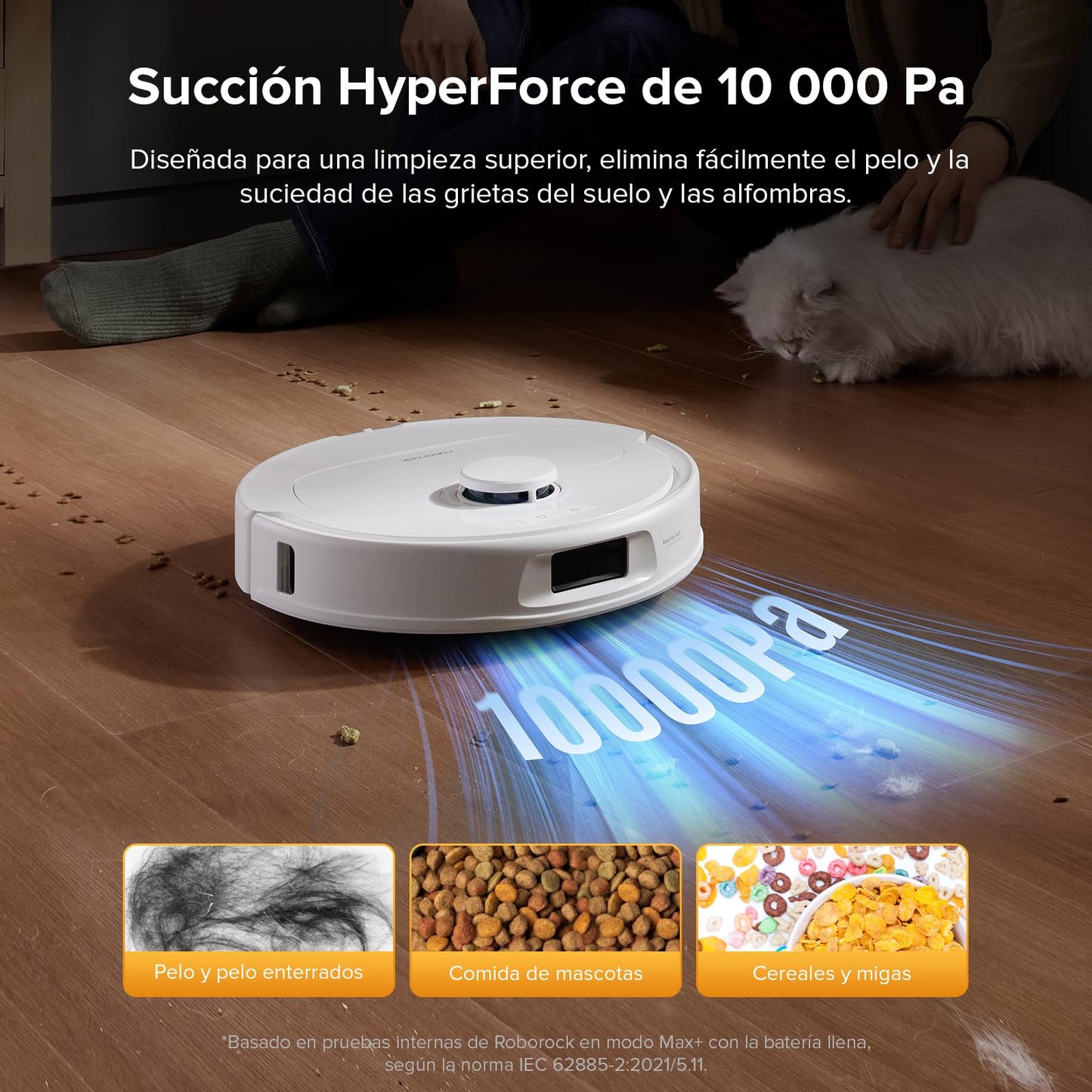 roborock QV 35S Set Robot Aspirador, Succión HyperForce de 10000 Pa con Base Multifuncional, Cepillos Dobles Antienredos