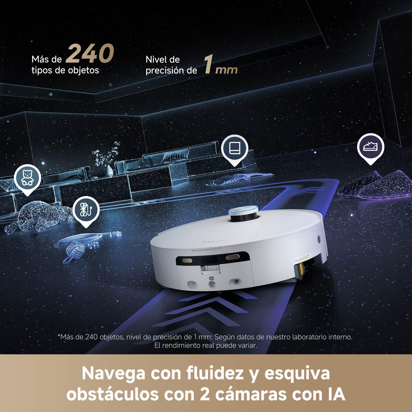 dreame Aqua10 Ultra Track Complete, Robot Aspirador, Friega a 45 °C, Temperatura Constante, Cruza Obstáculos de 6 cm