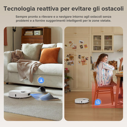 roborock Robot Aspirador QV 35A Set, 8000Pa de succión, Dos mopas giratorias elevables, cepillos antienredos