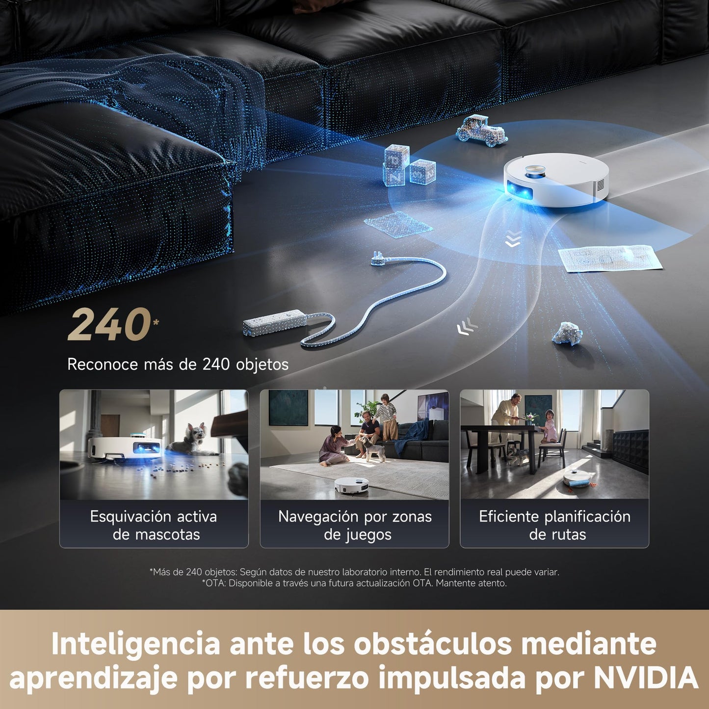 DREAME Aqua10 Ultra Roller Complete, Robot Aspirador, Autolimpieza del Rodillo, Supera Obstáculos de 8 cm