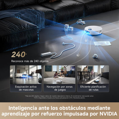 DREAME Aqua10 Ultra Roller Complete, Robot Aspirador, Autolimpieza del Rodillo, Supera Obstáculos de 8 cm