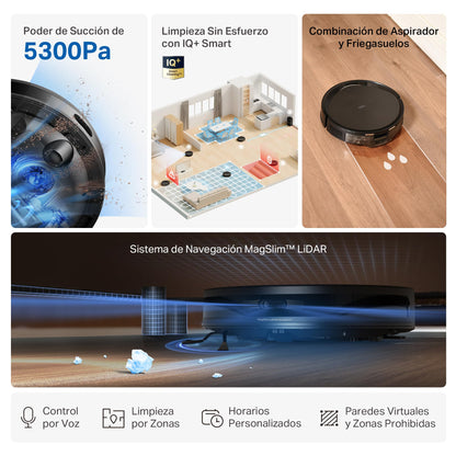 Tapo RV20 MAX Plus – Robot Aspirador y friegasuelos 4 en 1, succión de 5300 Pa, Vaciado automático de 3 L, navegación LiDAR+IMU