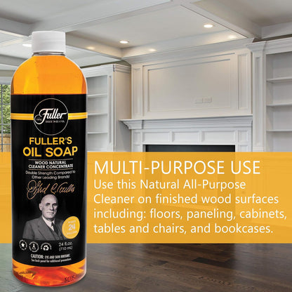 Fuller Brush Sistema de Cubo de fregona giratoria, fácil de escurrir, Giro de 360°, Limpieza de Suelos sin Rayas, 2 Cabezales de fregona de Microfibra, además de jabón de Aceite de Doble Resistencia